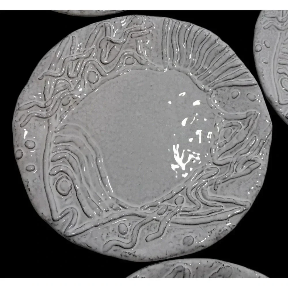 Adriano Tolomei Fortunata Arte Fish Plates Set of 7 NEW Made in Italy Ceramics